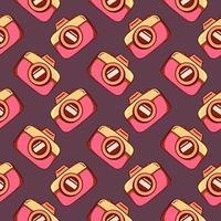 Old camera , seamless pattern on a dark purple background. vector