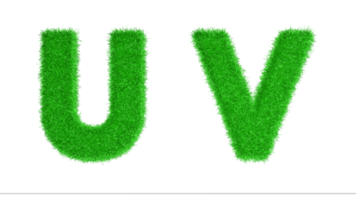 renderização em 3d de letras de grama uv, alfabetos de conscientização sobre mudanças climáticas, natureza png