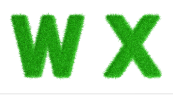 w X erba lettere 3d rendering, clima modificare consapevolezza alfabeti, natura png