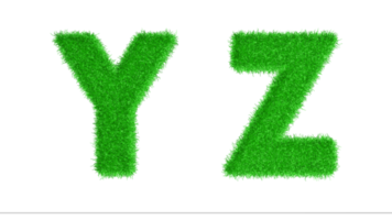 yz grass letras 3d renderizado, alfabetos de concientización sobre el cambio climático, naturaleza png