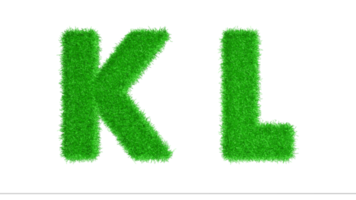 kl letras de hierba representación 3d, alfabetos de concienciación sobre el cambio climático, naturaleza png