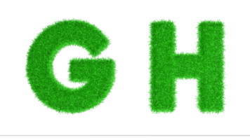 gh lettres d'herbe rendu 3d, alphabets de sensibilisation au changement climatique, nature png