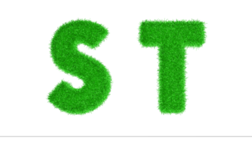 S T Grass Letters 3D Rendering, Climate Change Awareness Alphabets, Nature png