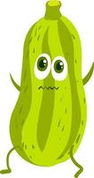 Scared zucchini, illustration, vector on white background.