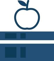 manzana en la biblioteca, ilustración de icono, vector sobre fondo blanco