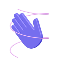 ícone de mão. isolado em azul. renderização 3D. png