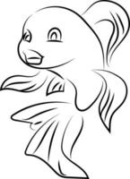 Fish in water drawing, illustration, vector on white background.