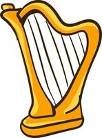 Beautiful harp, illustration, vector on white background.