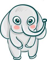 A shy baby elephant, vector or color illustration.