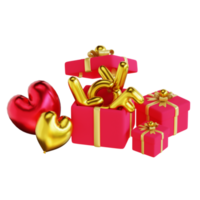 3d render caja de regalo de san valentín presente png