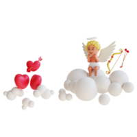 3d render valentine's cupid with arrow and love png