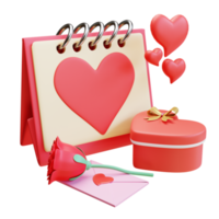 3d render valentine's date giftbox and love letter png