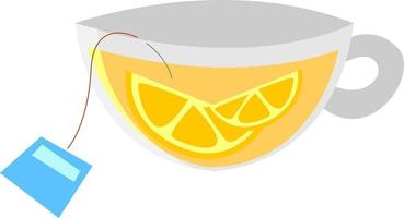 Lemon tea, illustration, vector on white background.