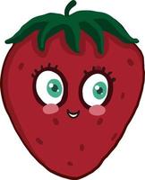 Happy strawberry, illustration, vector on white background