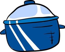 Blue pot for kitchen, illustration, vector on white background.