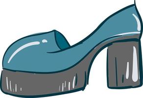 Zapato de tacón grande azul, ilustración, vector sobre fondo blanco.