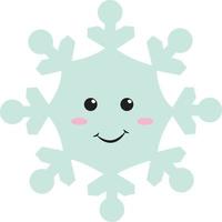 Smiling snowflake, illustration, vector on white background.