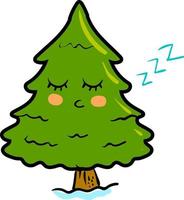 Sleepy tree, illustration, vector on white background.