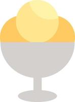 Vanilla ice cream in a bowl, icon illustration, vector on white background