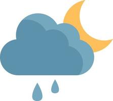 Light rain with young moon, illustration, vector on a white background.