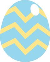 Blue easter egg with yellow stripes, illustration, vector on a white background.