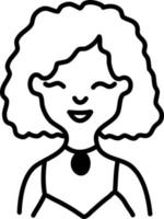 Happy girl with curly hair, illustration, vector on a white background