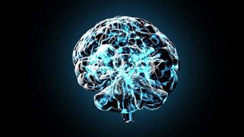 un cerebro humano giratorio cargado eléctricamente con pensamiento - bucle video