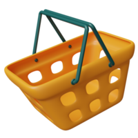 Empty Orange shopping carts or basket isolated. Concept 3d illustration or 3d render png