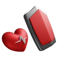 red heart and blood pressure heart rate with shield isolated. health love or world heart day concept, 3d illustration or 3d render png