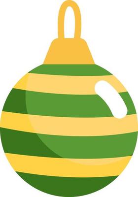 Green christmas toy with stripes, illustration, vector, on a white background.