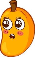 Surprised mango, illustration, vector on white background