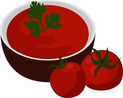 sopa de tomate, ilustración, vector sobre fondo blanco