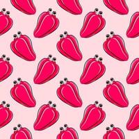 Pepper with eyes, seamless pattern on light pink background. vector