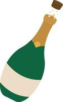 Champagne bottle, illustration, vector on white background.