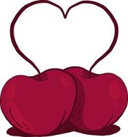 Cherries in love ,illustration,vector on white background vector