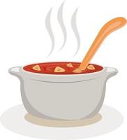 Soup in the pot, illustration, vector on white background