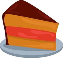 Slice of cake, illustration, vector on white background.