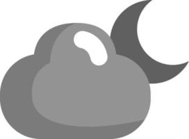 Grey clouds with moon, illustration, vector on a white background.