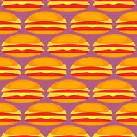 deliciosa hamburguesa, patrón sin costuras sobre fondo rosa. vector