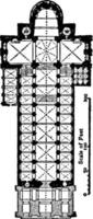 plano de la catedral de las agujas 1030 - 1061 grabado antiguo. vector