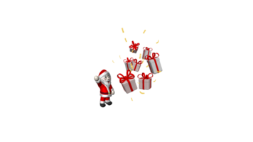 weihnachtsmann und geschenke fallen 3d png