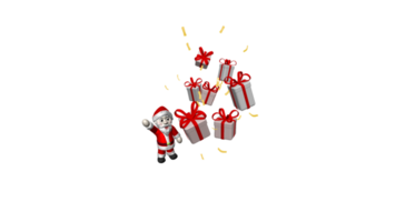 Santa and gifts fall drop 3d png