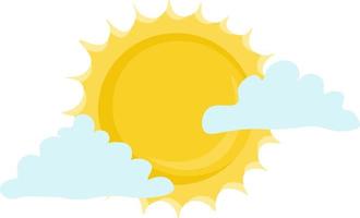 Sun with clouds, illustration, vector on white background