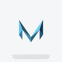 Geometric M logo, lettering letter M in geometric low poly style logo design vector