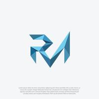 Geometric RM logo, lettering and combining letter R and M in one shape with geometric low poly style logo design vector