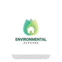 logotipo de hoja natural, casa de hojas, icono de ventana de casa verde, edificio ecológico, hoja de logotipo moderna, vector de diseño de logotipo ambiental