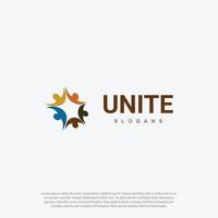 Colorful Five Star Icon for unite or friendship logo Abstract People Logo isolated on white background. Flat Vector Logo Design Template Element.