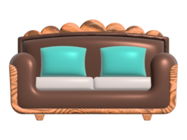 Wooden sofa on transparent background png