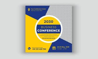 Virtual Conference Business Social Media Post Marketing Banner Square Flyer Template with digital event poster design, Business conference social media post event marketing web banner template vector