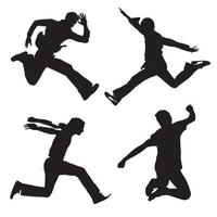 man jump silhouette set vector design